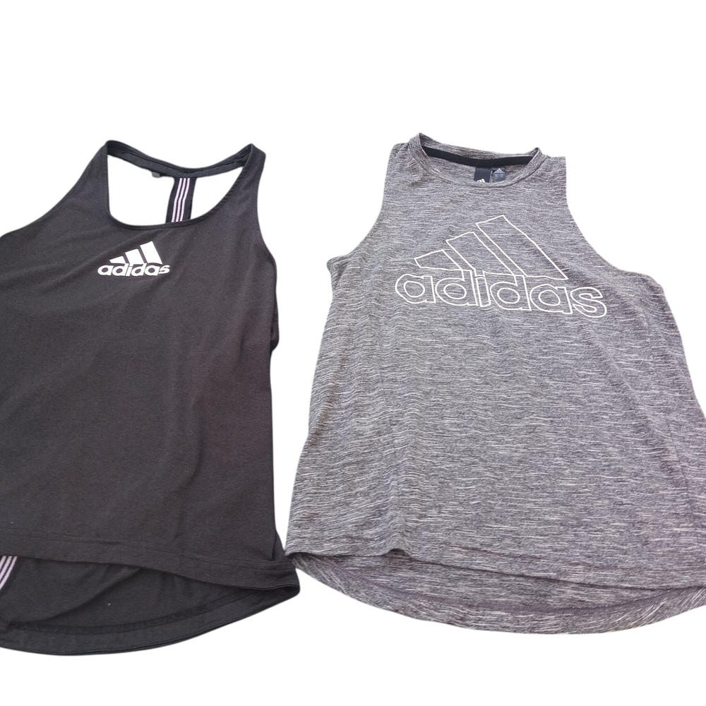 Adidas Black and Gray Tank Tops
